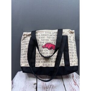 Arkansas Razorbacks Insulated Cooler Tote Bag Fight Song Script Canvas Black Red